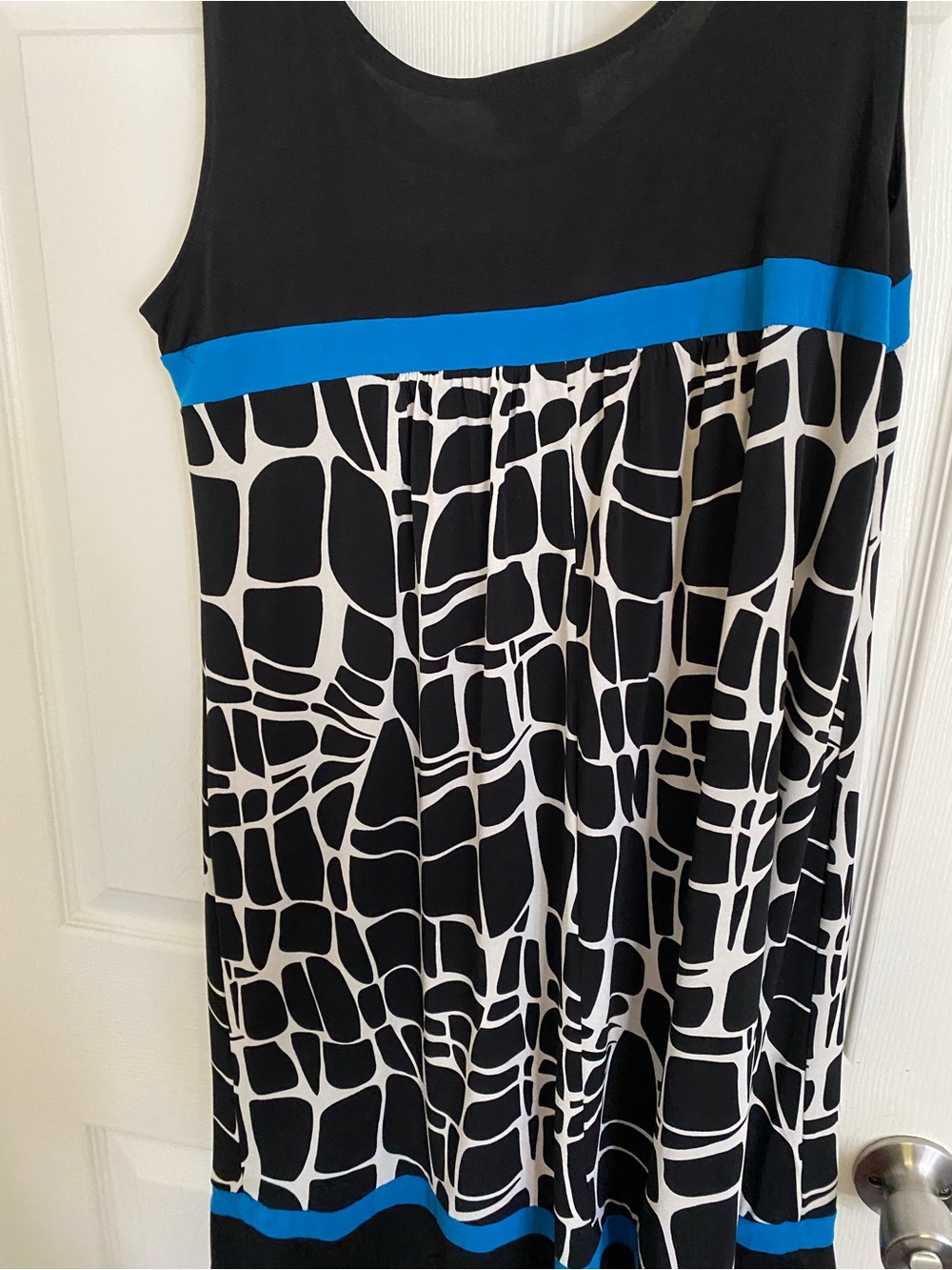 Enfocus Black & White Geometric Tank Dress with Blue Trim size 14w - Picture 5 of 5